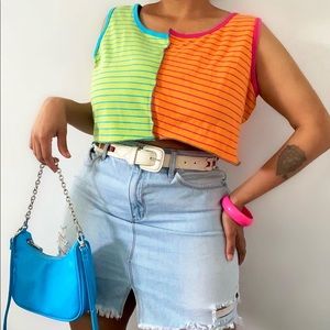 Vintage Reworked color block crop top